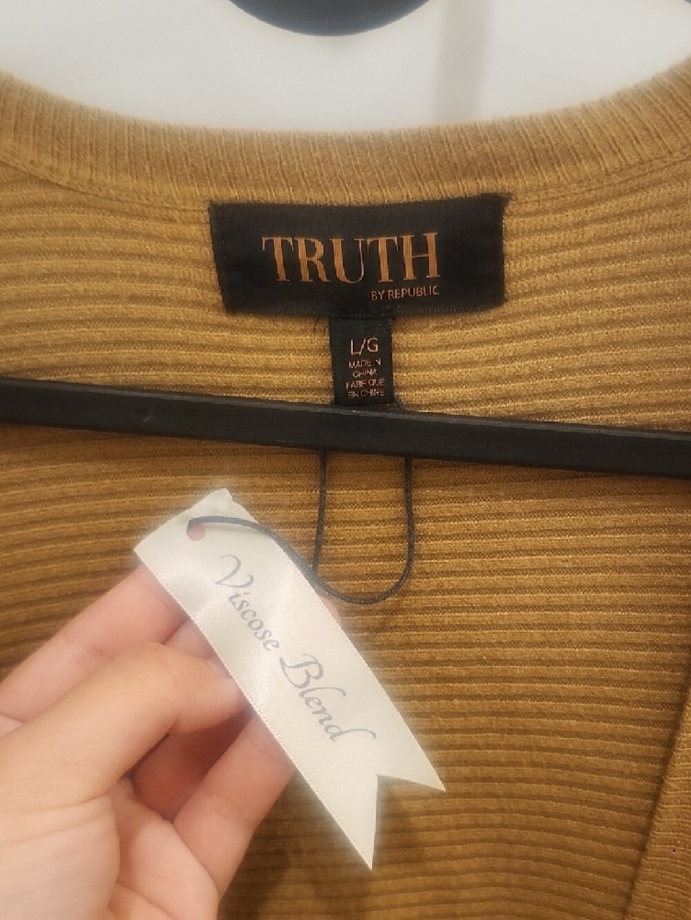 Truth by Republic Ribbed Open-Front Tan Gold Button Up Cardigan Womens Large - Picture 2 of 6